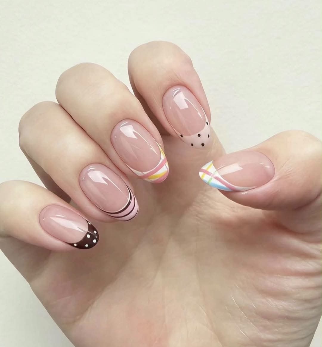 Blue brown star nail