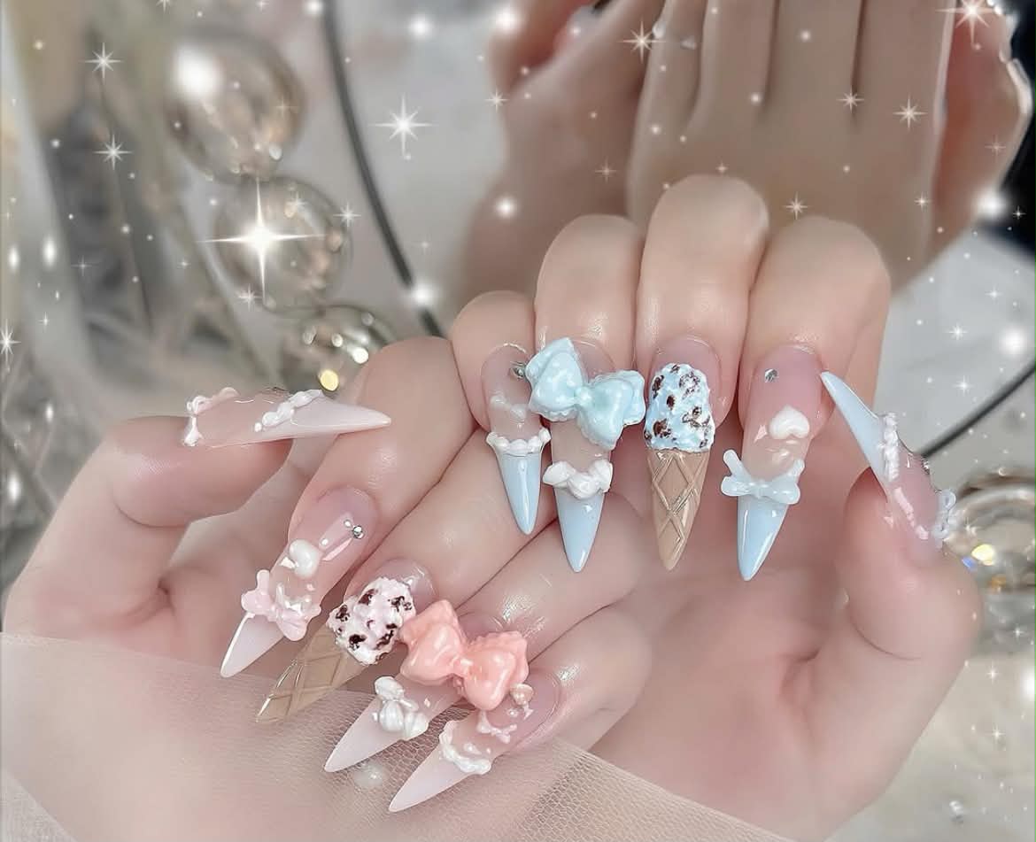 3D bow nail art